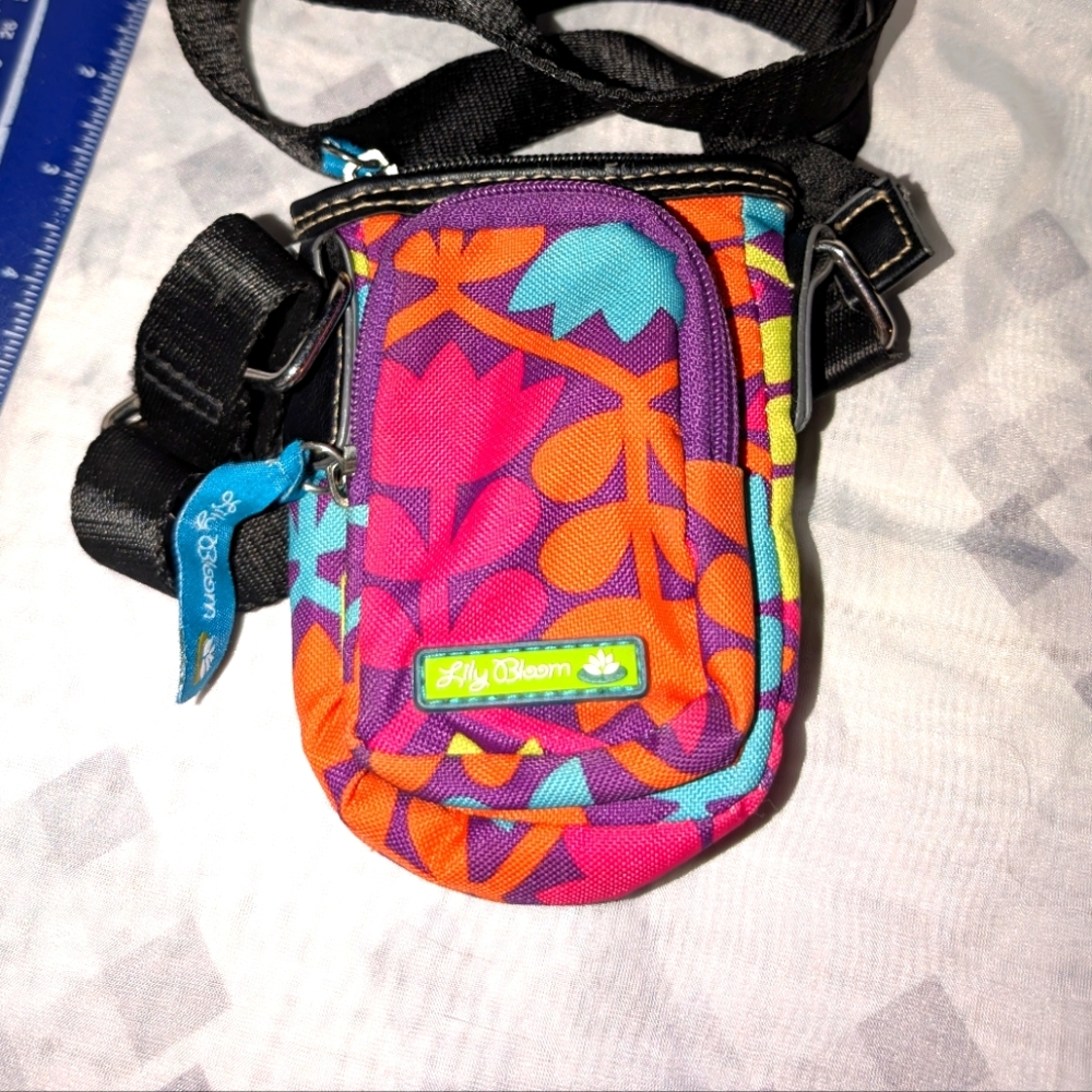 Lily Bloom Mini Crossbody Cell Phone Camera Purse/Pouch Multi Colored